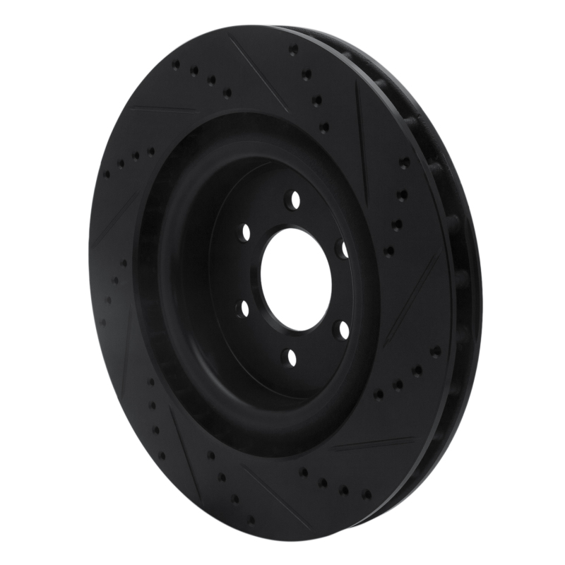 Dodge Viper Brake Rotor (1) - Rear Left - R1 Concepts - Drilled & Slotted - Black - `03-`17